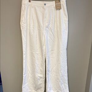 Madewell White Flare Wide Leg Jeans Textured Denim